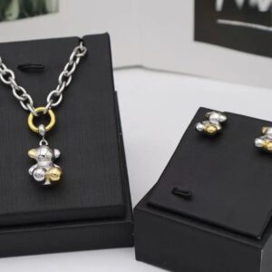 Conjunto de cadena con oso en dos tonos