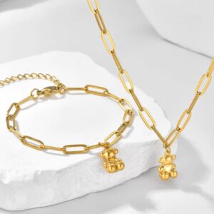 Conjunto de eslabones con osito colgante