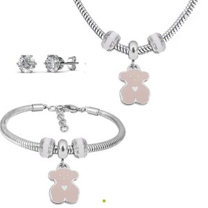 Conjunto de oso con corazón de color