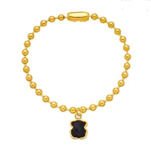 Pulsera de bolitas con oso negro