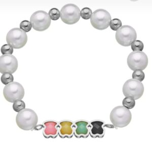 Pulsera de perlas y bolitas metálicas