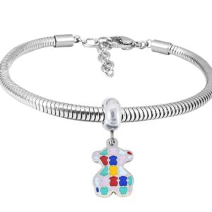 Pulsera de charm de oso multicolor
