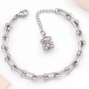 Pulsera de eslabones alargados con oso