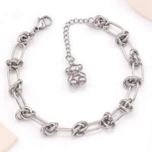 Pulsera de eslabones con nudos y oso