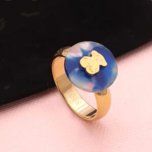 Sortija de círculo azul con oso